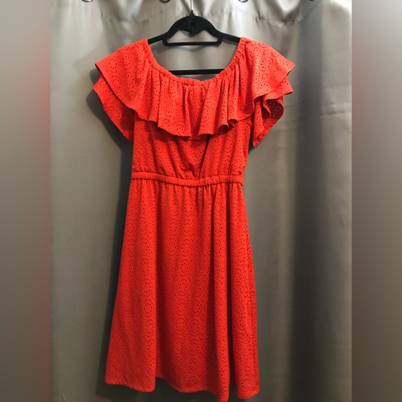 London times ruffles red midi length dress size small - Picture 1 of 3